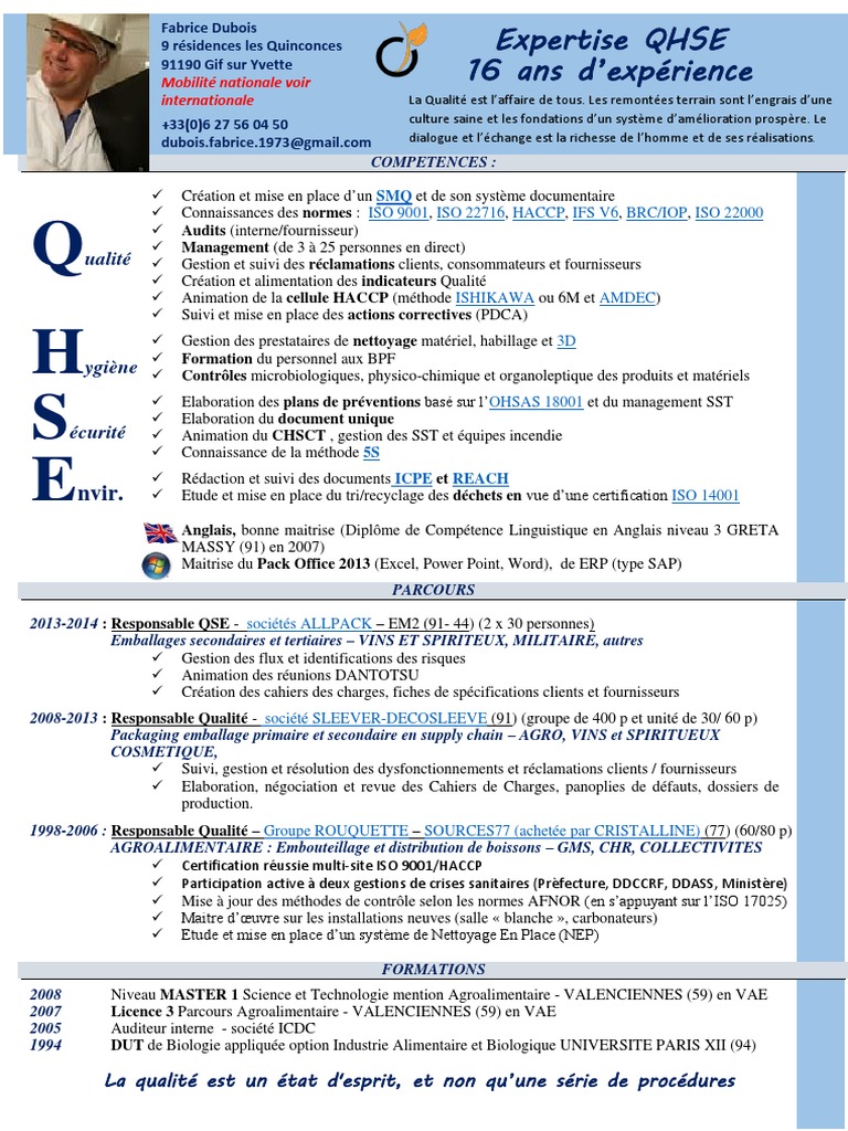 CV QHSE