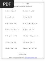 Solving Inequalities Worksheet: Name - Date