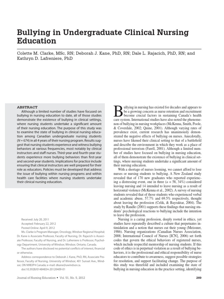 Bullying in Nursing Education | PDF | Bullying | Nursing