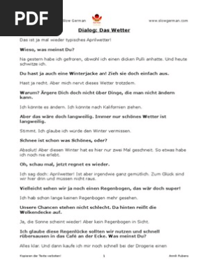 Slow German Dialog 2 Das Wetter