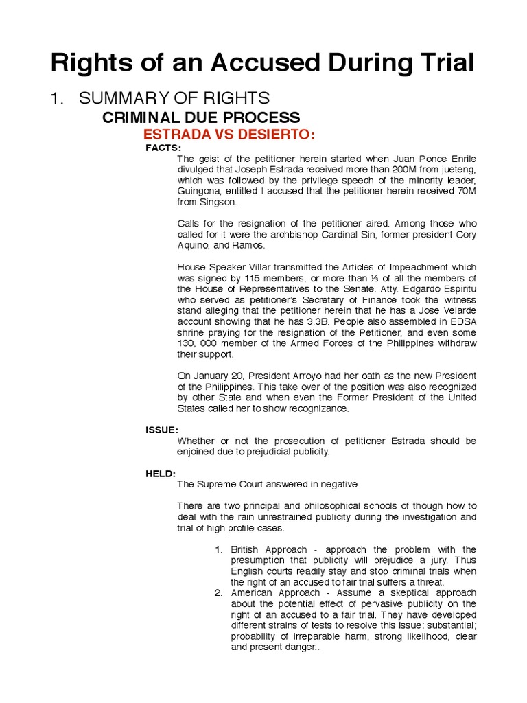 Rights of the Accused in Criminal Trials | PDF | Prosecutor | Witness