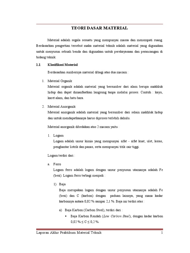 Teori Dasar Material Teknik dan Klasifikasinya | PDF | Teknologi & Rekayasa