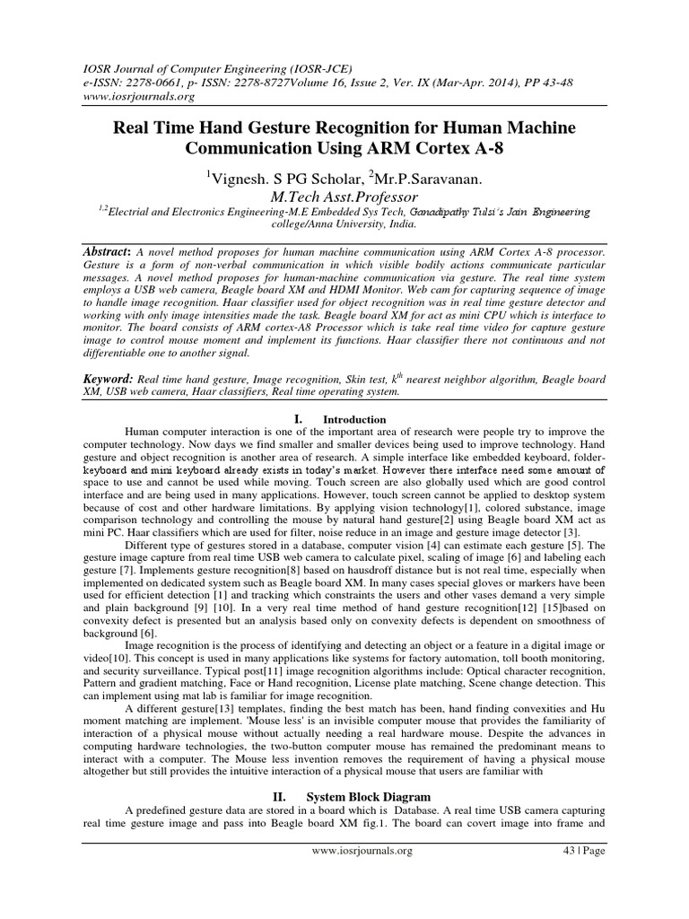 Real Time Hand Gesture Recognition For Human Machine Communication ...