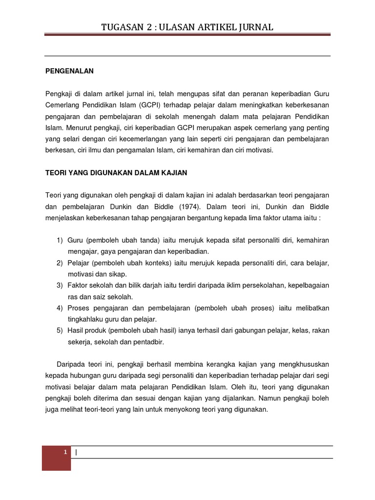 Contoh Ulasan Jurnal Terbaik