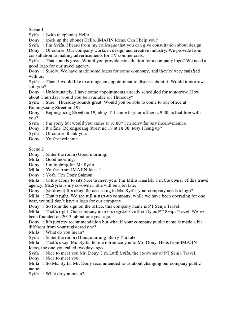 English Drama Dialogue - Business Meeting and Deals | PDF