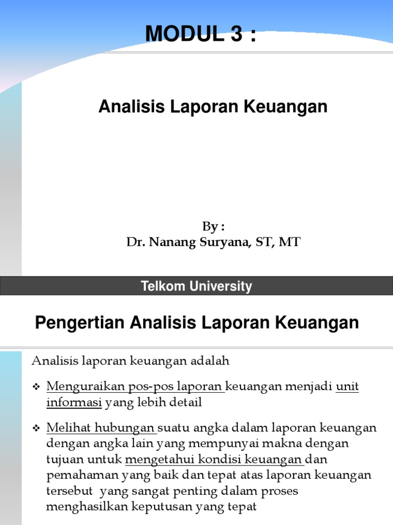Modul 3 Analisis Laporan Keuangan Tu 2014 1 Pdf