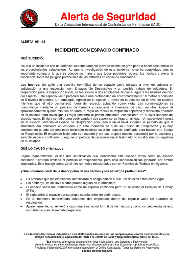 Alerta de Seguridad | PDF | Espacio | Seguridad y salud ocupacional