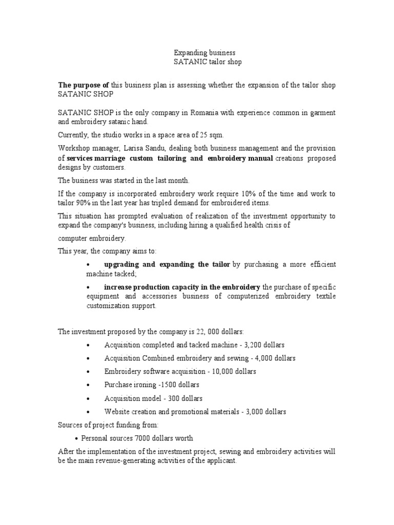 Business Proposal | PDF | Embroidery | Sewing, image size:768x1024