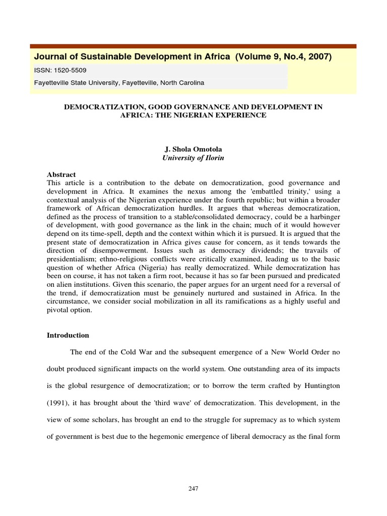 Governance and Development in Nigeria | PDF | Good Governance | Governance