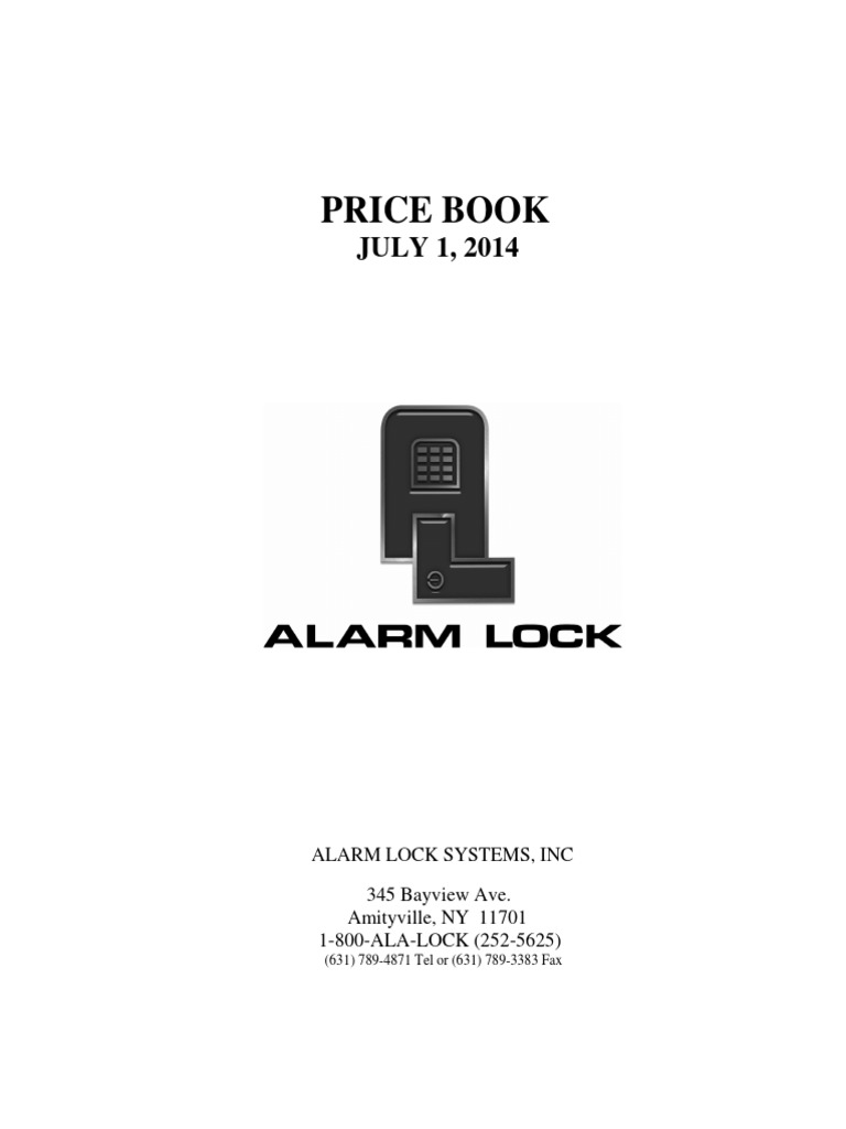 Alarm Lock Price Book 2014 PDF Usb Cargo