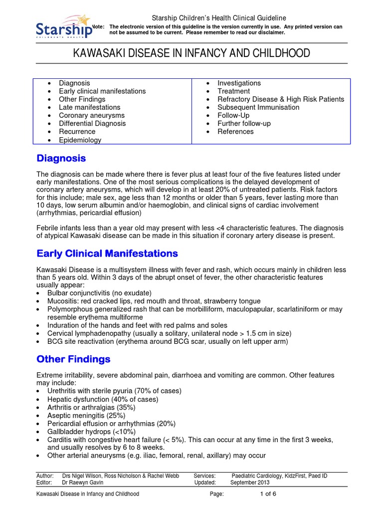 Kawasaki Disease PDF Aspirin Echocardiography