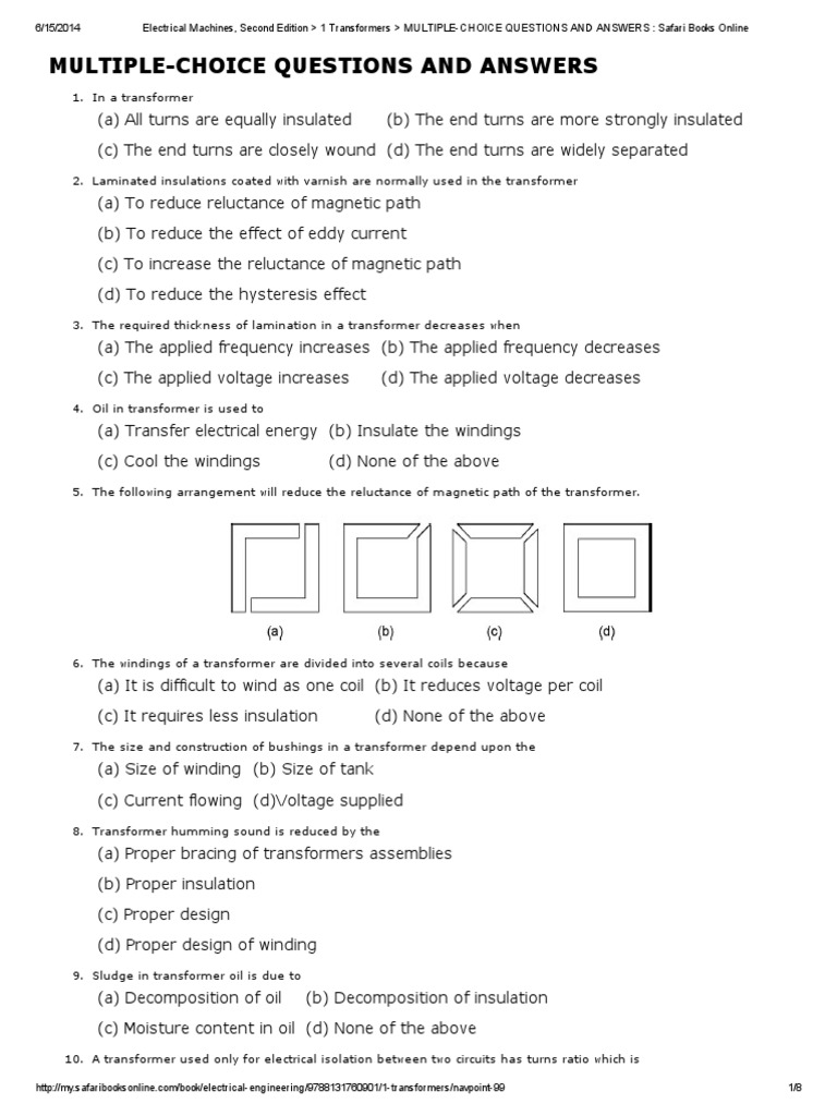 Transformers Obj Questions PDF Transformer Inductor