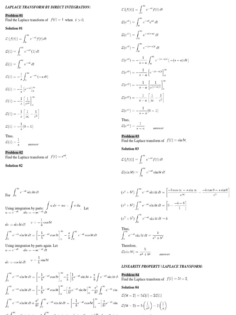 Advanced Engineering Math (Problems w/ Solutions) | Laplace Transform ...