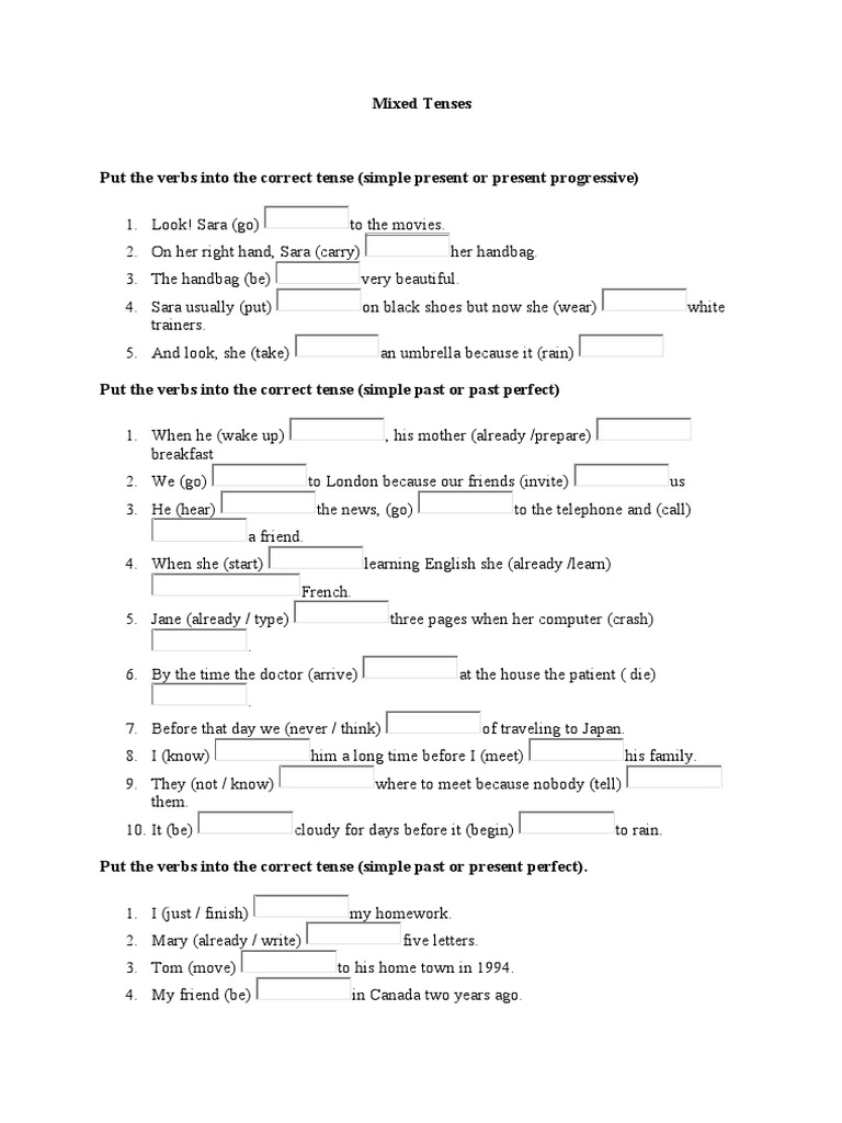 Mixed Tenses English Grammatical Tense Morphology