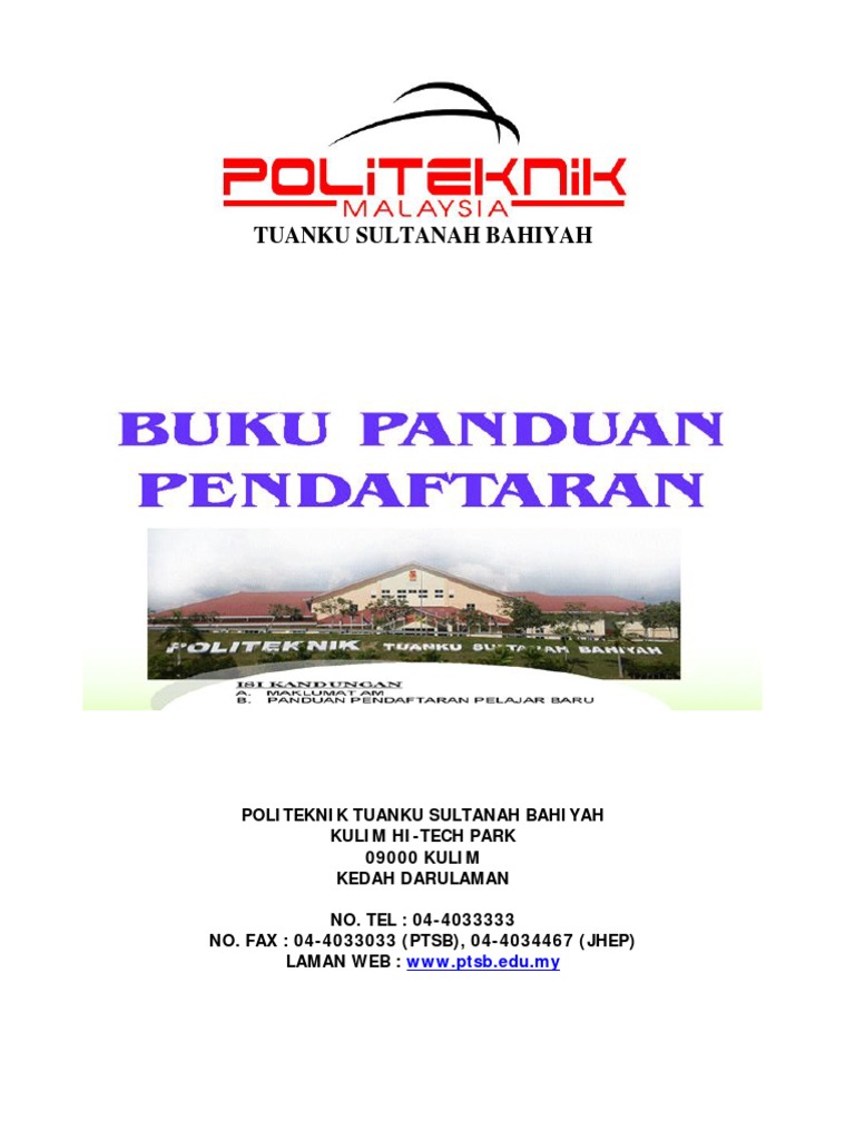 Buku Panduan Pendaftaran Politeknik Tuanku Sultanah Bahiyah Pdf