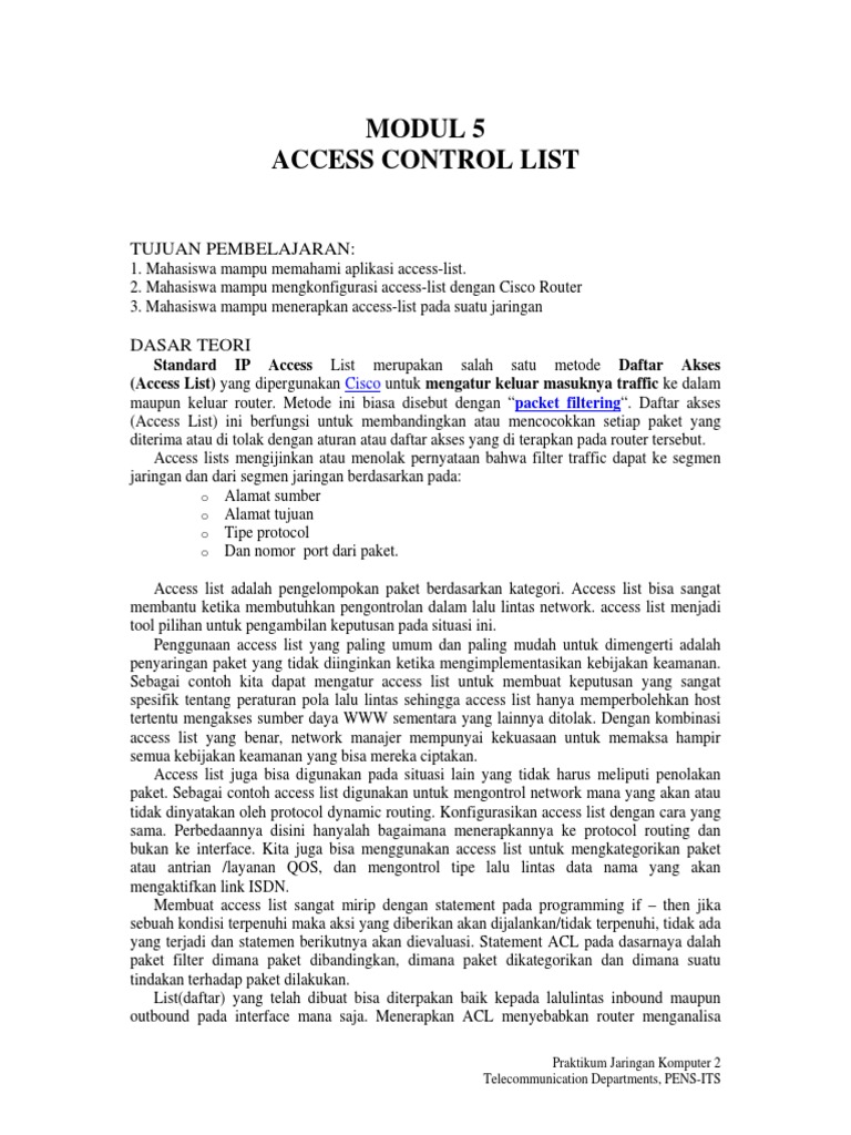 Prakt5 Access Control List | PDF | Komputer