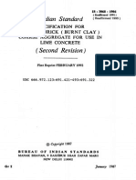 Indian Standard: Specification For Broken Brick (Burnt Clay) Coarse Aggregate For Use in Lime Concrete