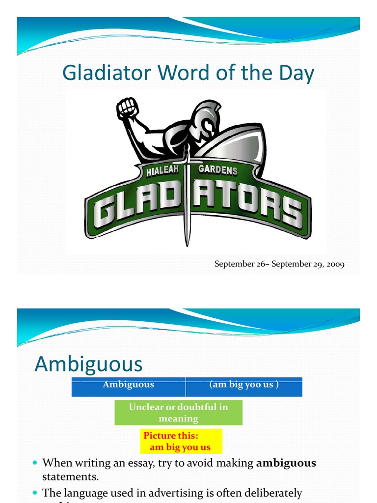 Vocabulary Words: Ambiguous to Animosity | PDF
