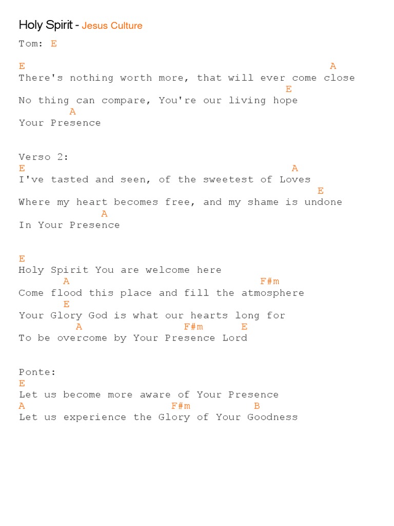 Holy Spirit Lyrics - Jesus Culture | PDF
