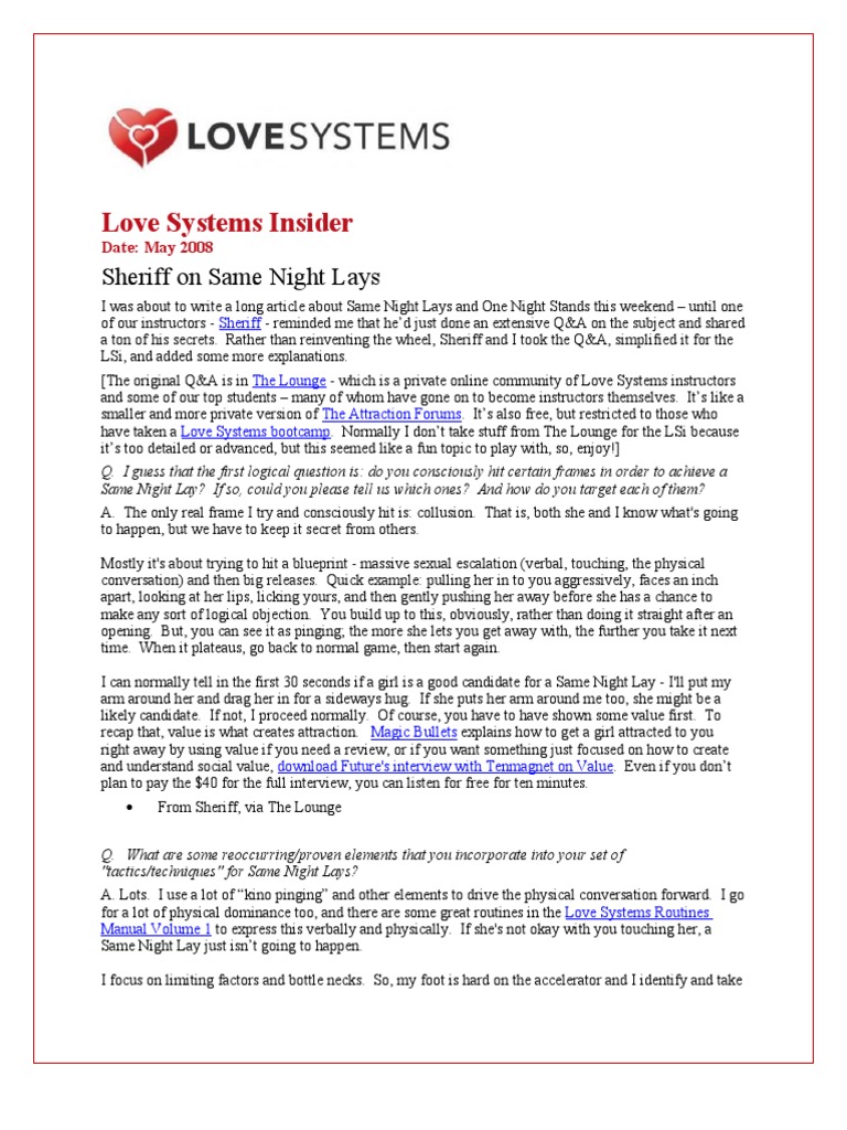 Secrets to Same Night Lays | PDF | Self-Improvement | Wellness