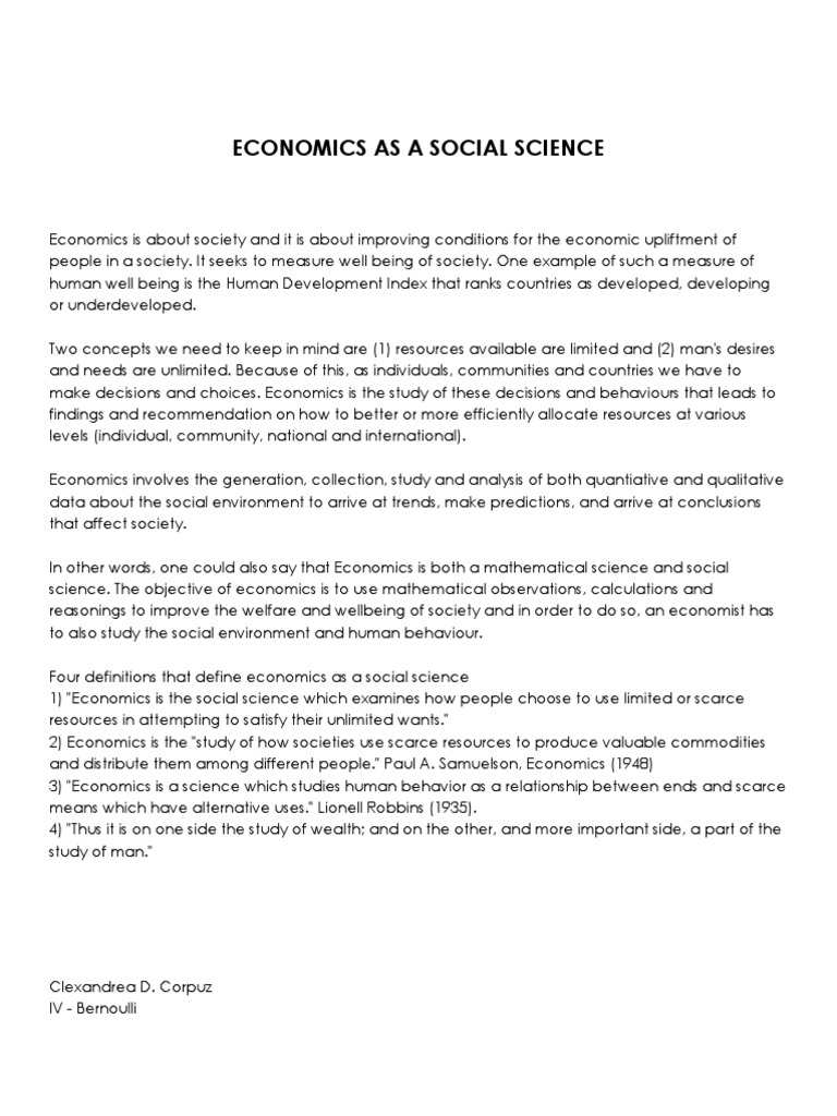 Economics: A Social Science Overview | PDF | Social Science | Economics