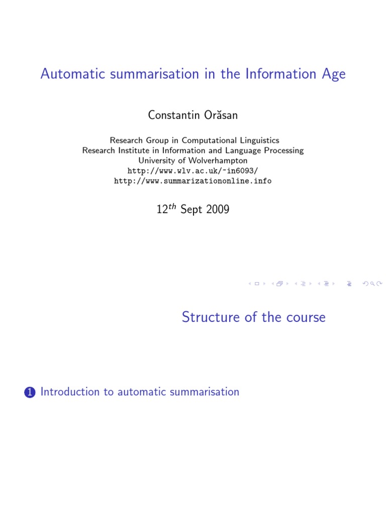 Automatic Summarization Data Mining Information Science