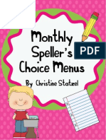 Monthly Monthly Monthly Monthly Speller Speller Speller Speller ''''Ssss Choice Menus Choice Menus Choice Menus Choice Menus