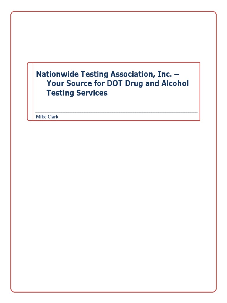 DOT Drug and Alcohol Testing Services with NTA, Inc. Drug Test