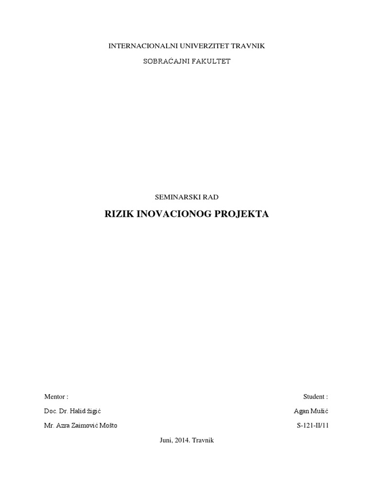 Inov. Projekti I Rizici | PDF