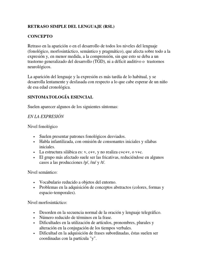 Retraso Simple Del Lenguaje | PDF | Afasia | Aquisición de idioma
