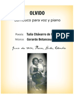 OLVIDO. Canción Bambuco. Poesía: Tulia Chávarro de Betancourt Música: Gerardo Betancourt.