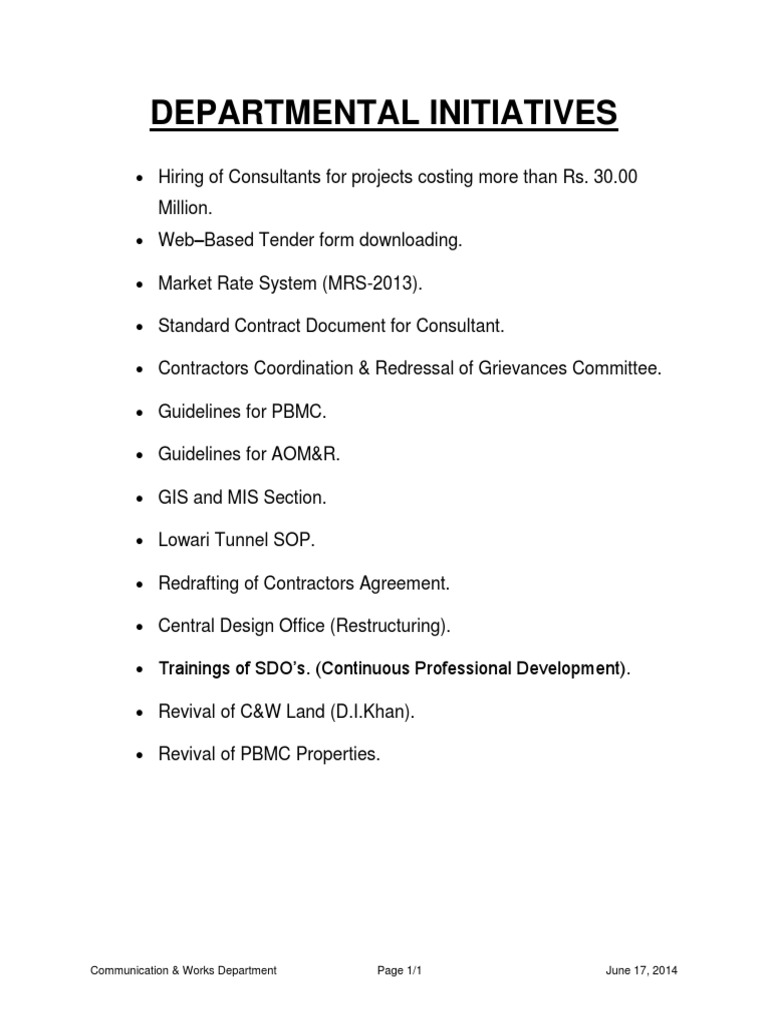 Communication & Works Department Initiatives | PDF