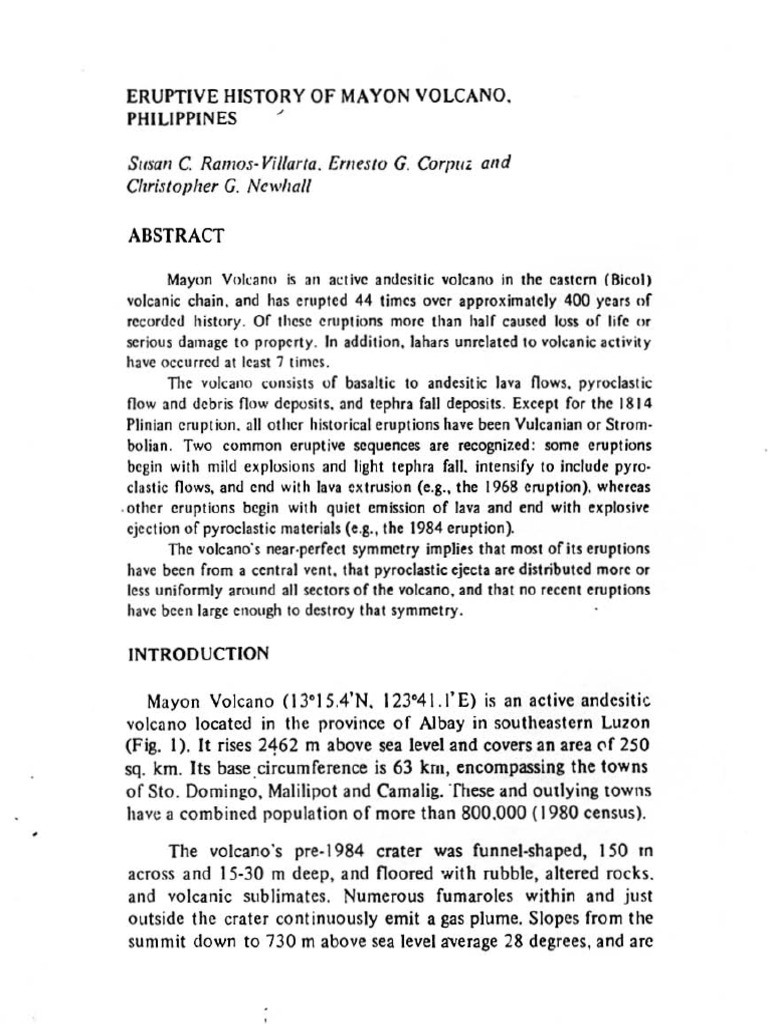 24 Eruptive History of Mayon Volcano 1985 | PDF | Types Of Volcanic
