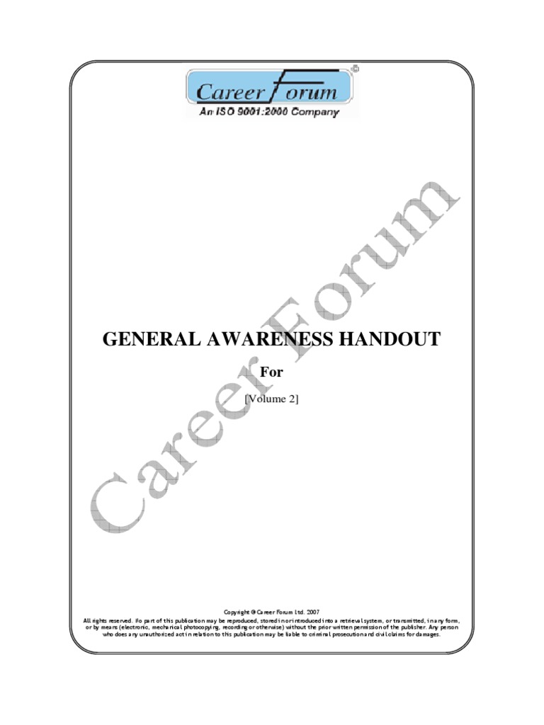 General Awareness Handout: (Volume 2) | PDF | Investing | Economies