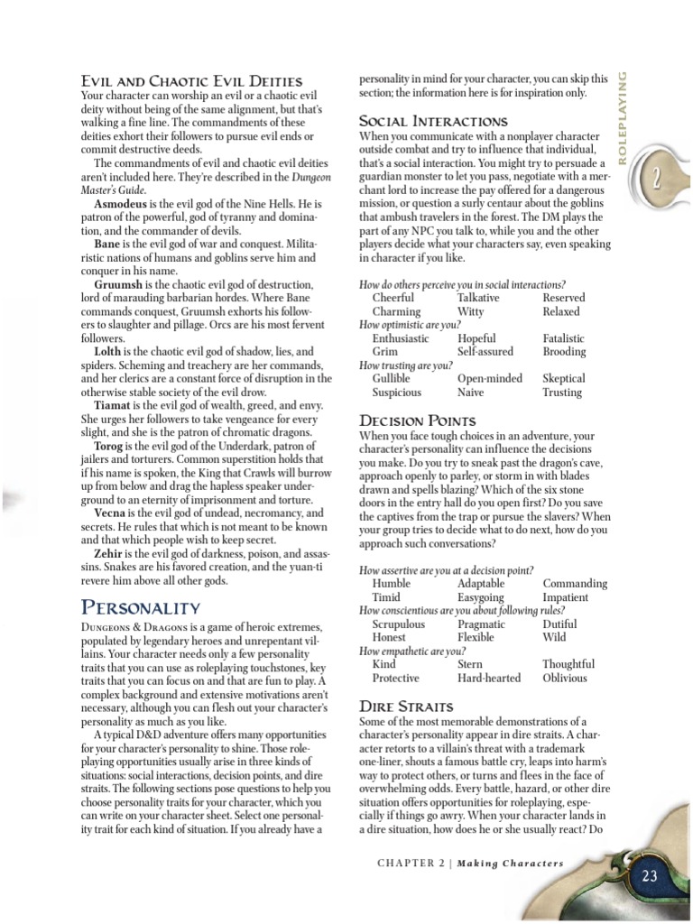 Personality D&D 4E Player's Handbook PDF Dungeons & Dragons Fantasy