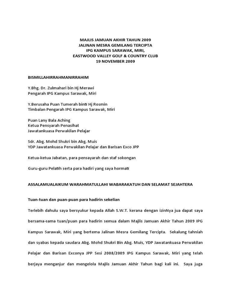 Teks Penuh Ucapan