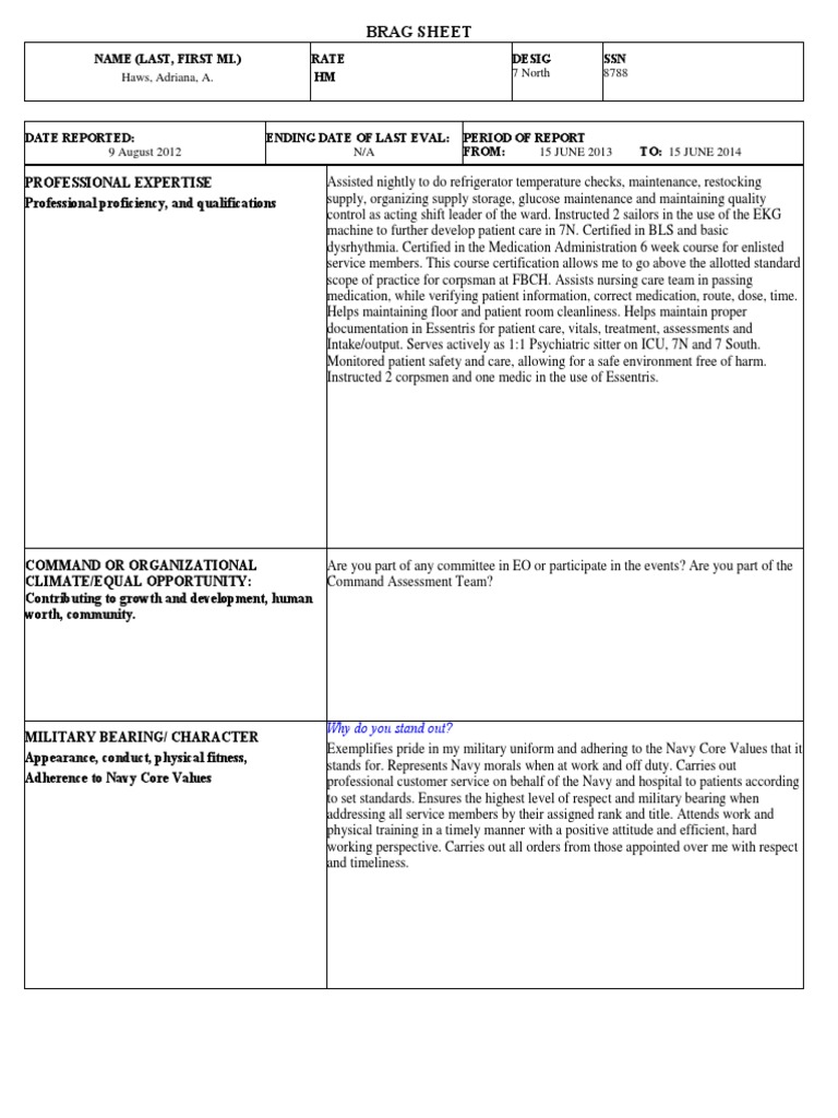 123 Brag Sheet Pdf Nursing Patient