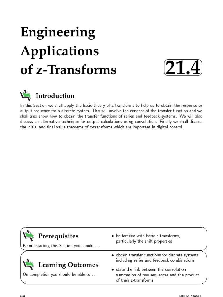 Z Transform Applications | PDF | Convolution | Systems Theory