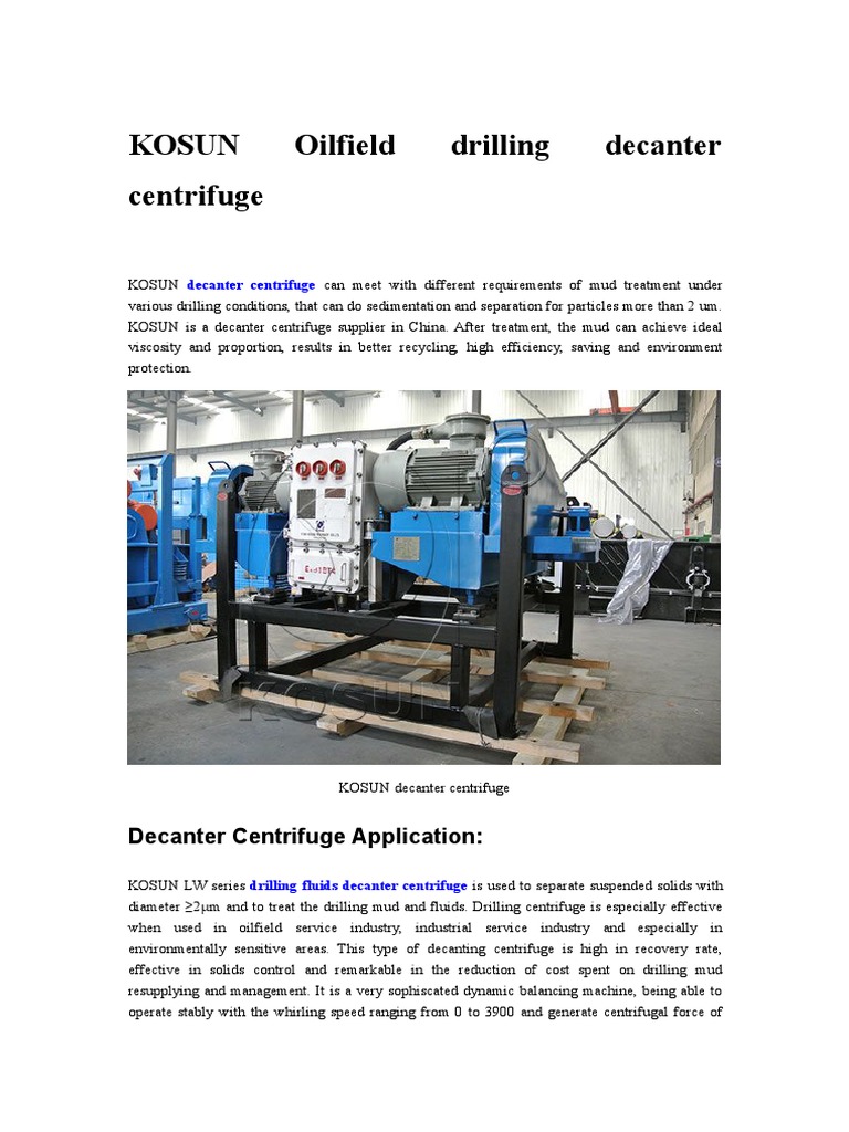 Decanter Centrifuge PDF Centrifuge Solid