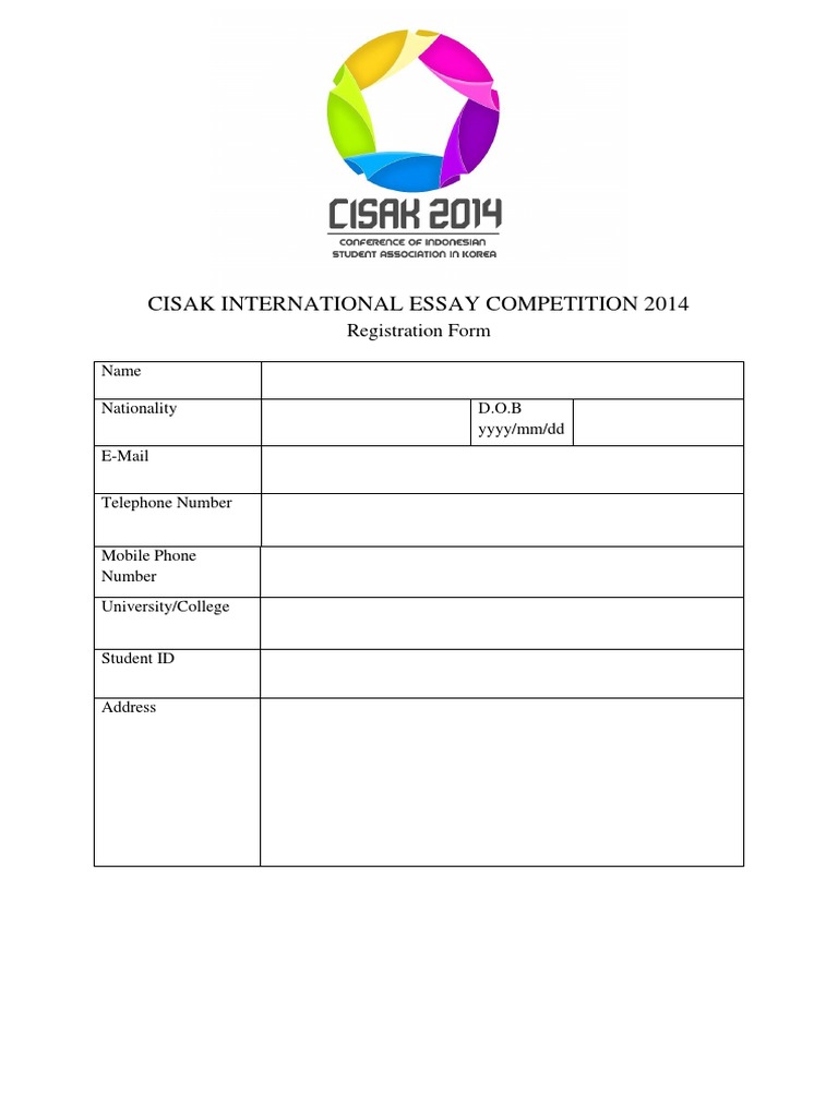CISAK 2014 Essay Competition Form | PDF
