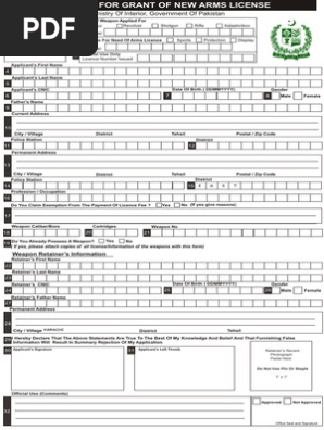 32758100 Ministry of Interior Arms License Application Form Fillable