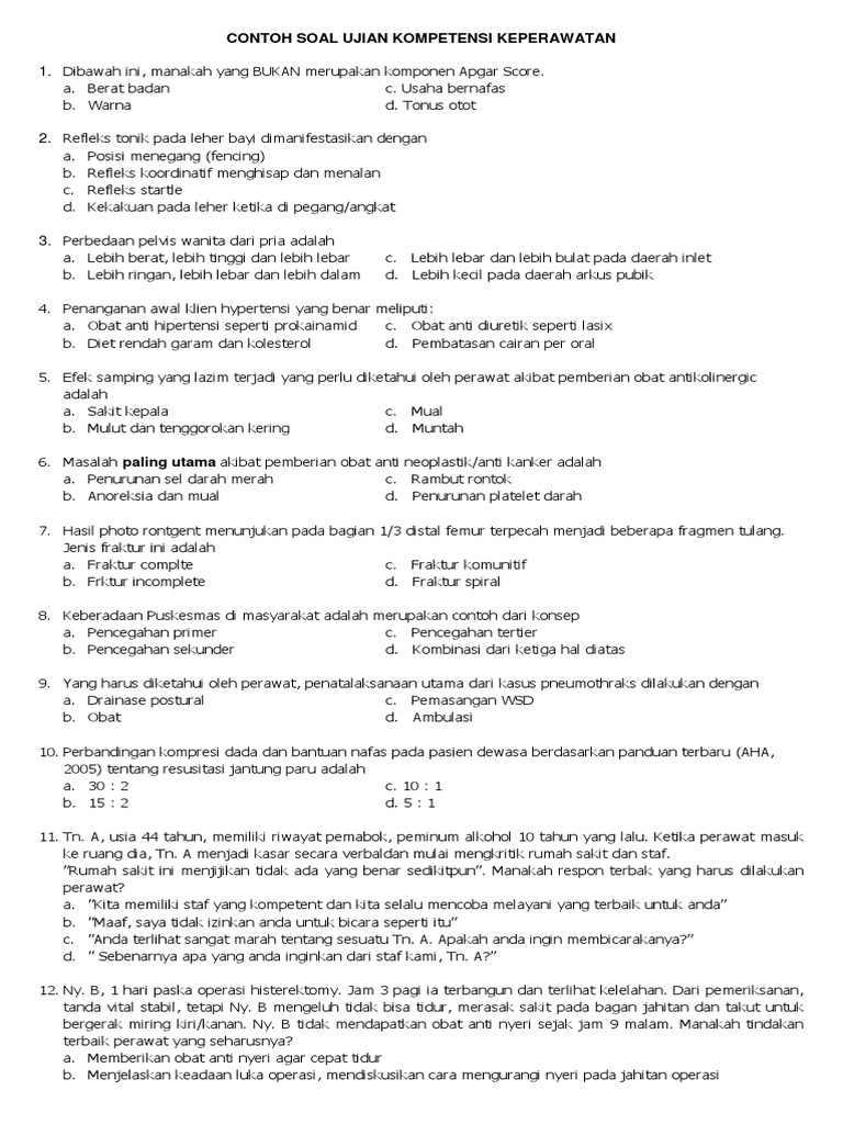 Contoh Soal Ujian Kompetensi Apoteker