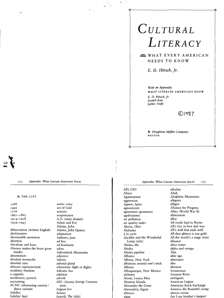 Cultural Literacy: APPENDIX | PDF | Foreign Language Studies