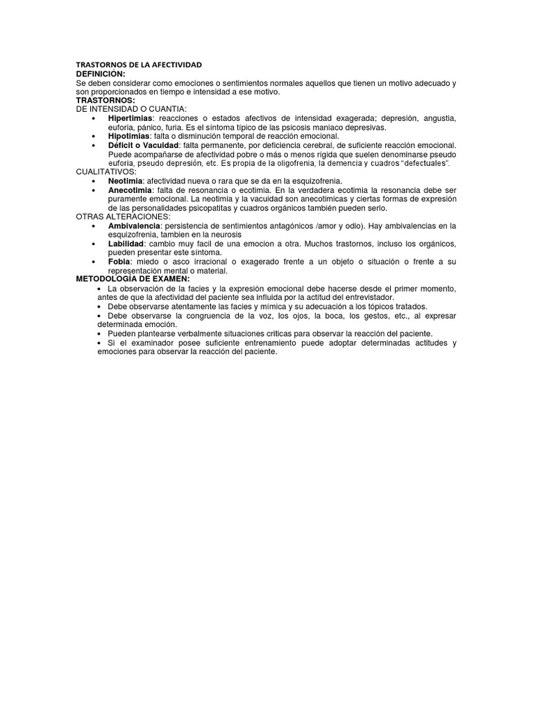 Trastornos de la Afectividad y sus Tipos | PDF | Relaciones personales ...