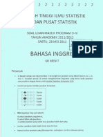 Soal USM STIS 2011 - 2012 Bahasa Inggris