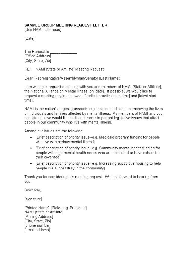 Sample Letter Requesting A Meeting Collection - Letter Template Collection