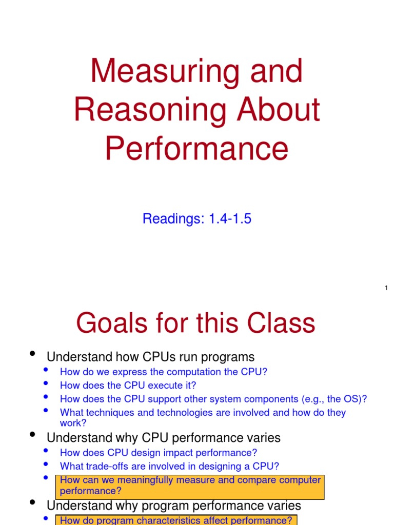 Measuring and Reasoning About Performance: Readings: 1.4-1.5 | PDF ...