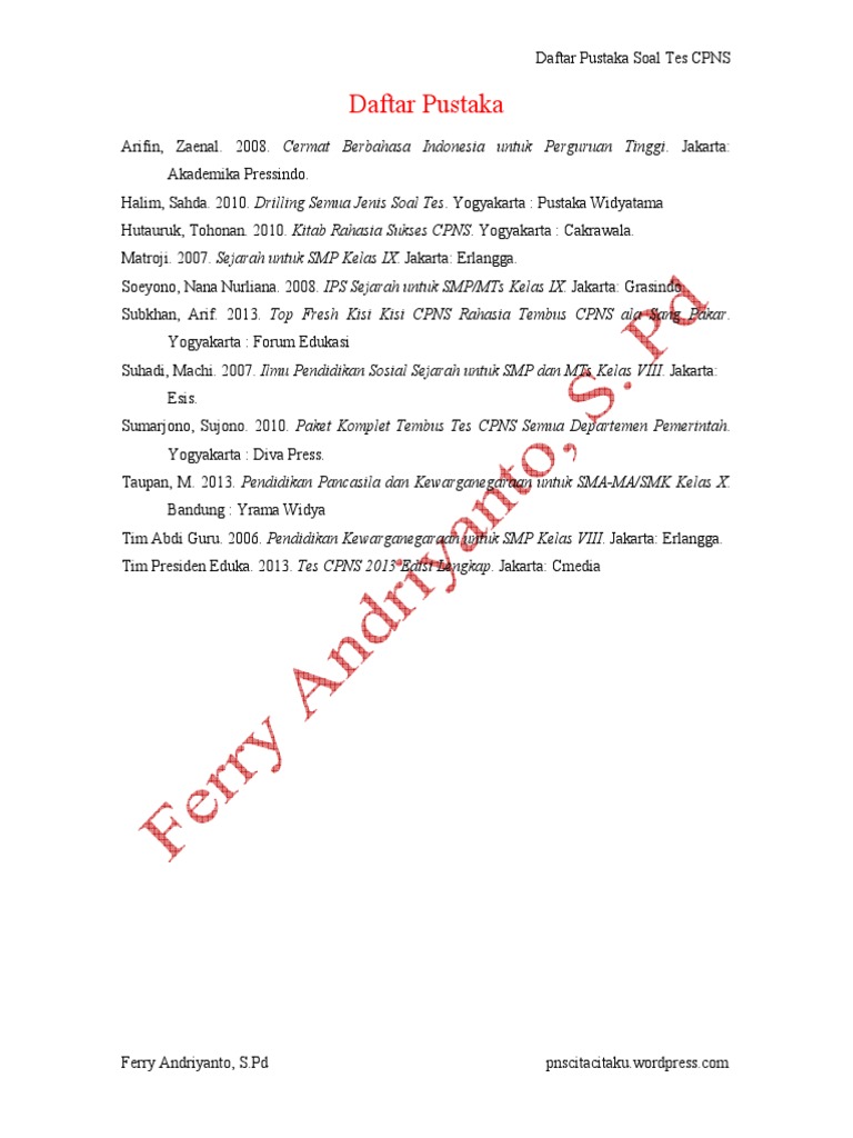 Daftar Pustaka Soal Tes Cpns1