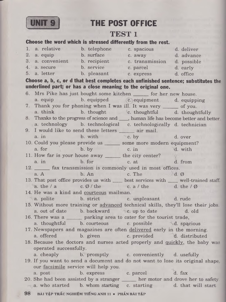 Post Office English Test Questions | PDF | Post Office Box ...
