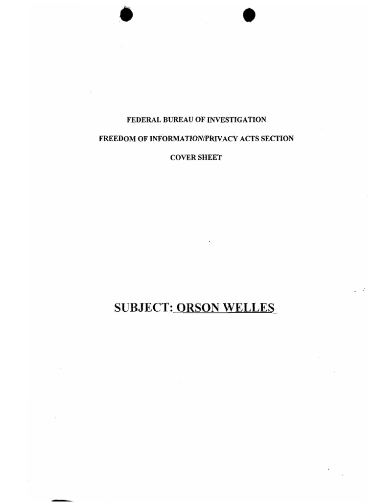 Orson Welles FBI File | PDF | Language Arts & Discipline | Home & Garden
